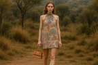 Earthy Wildlife Halter Dress