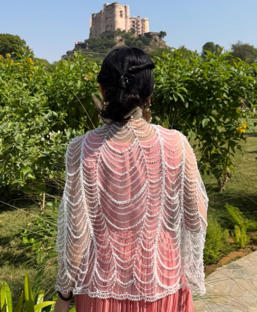 Pearly Elegance (3-piece Top Skirt & Jacket Set)